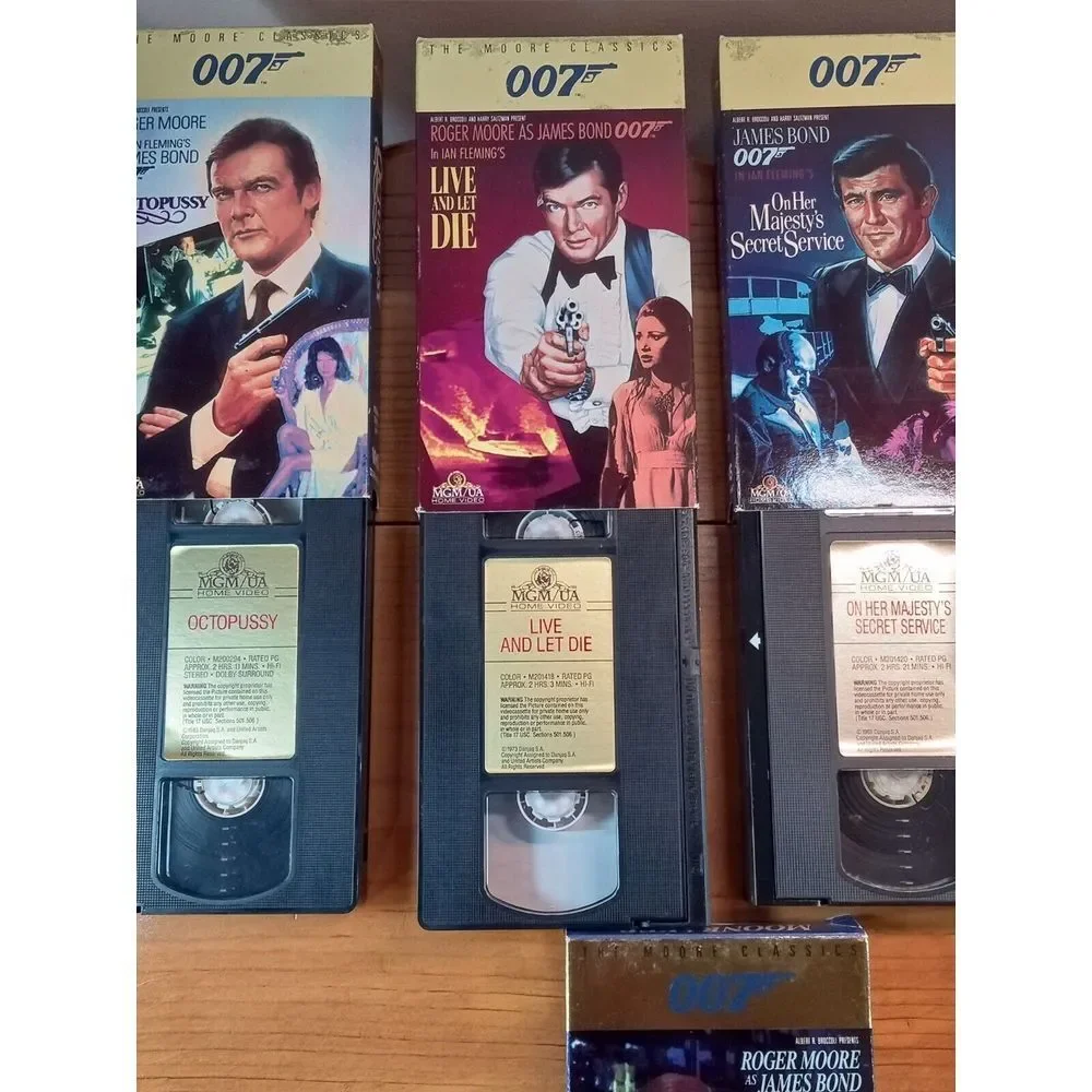 James Bond 007 Roger Moore (VHS) 1988 Lot Of 7 Live And Let Die Octopussy & More